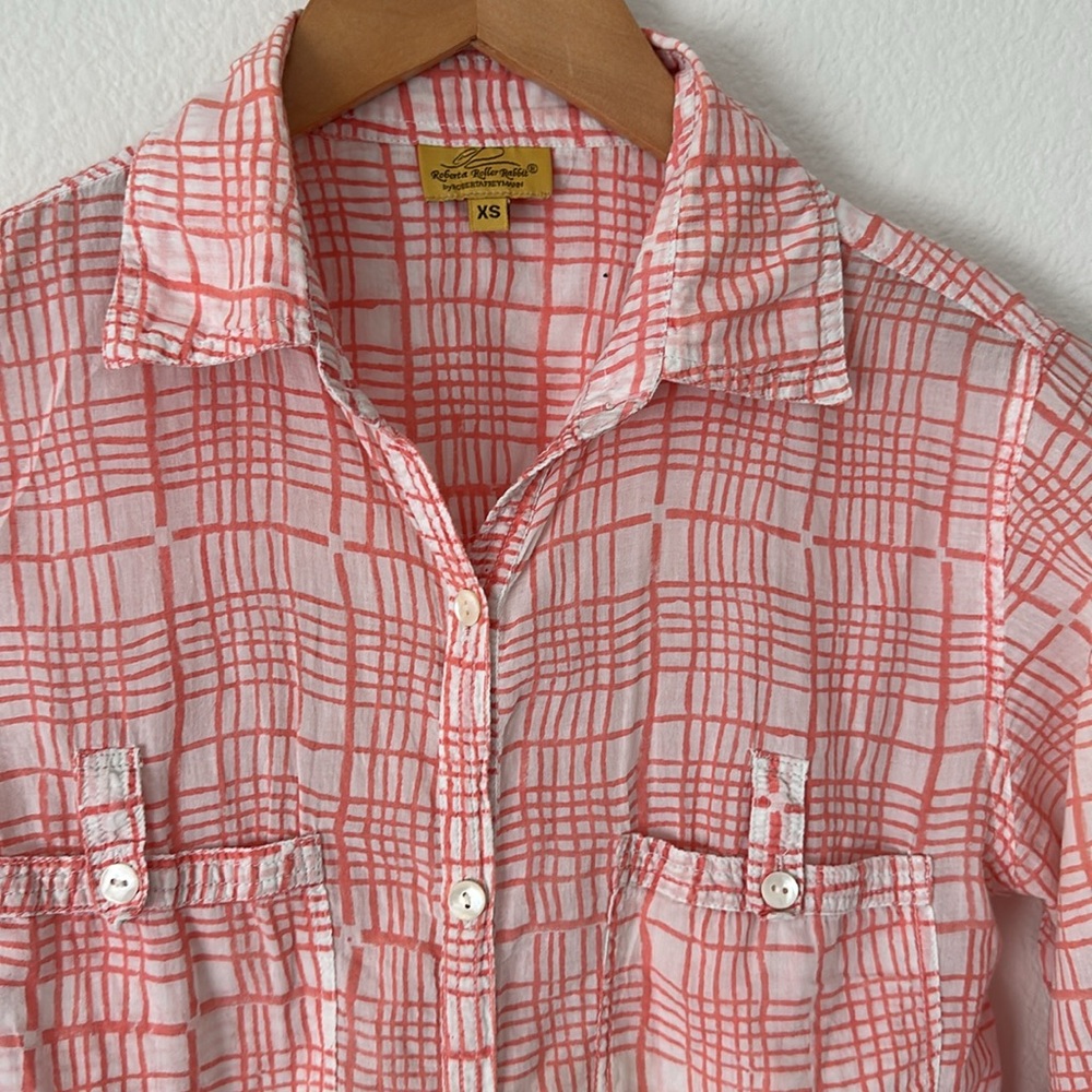 Roberta Roller Rabbit button down long sleeve shirt dress women's size XS